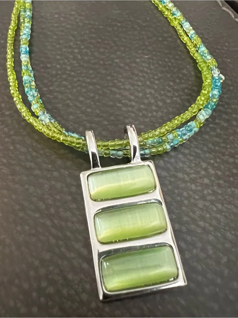 Green Glass Triplet Pendant Necklace - Women Jewelry Lia Sophia.
